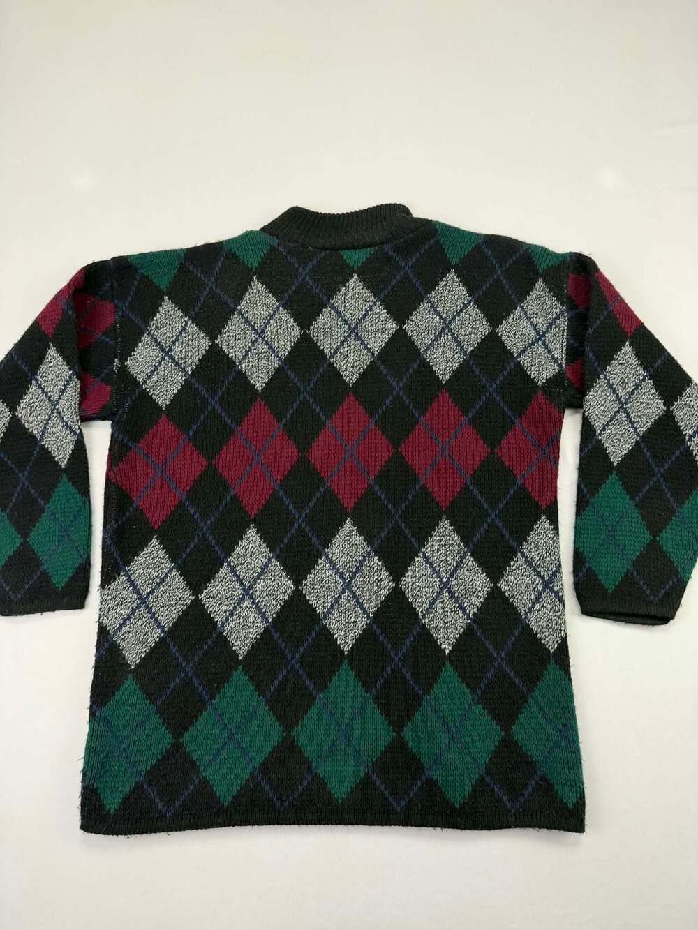 Vintage Croquet Club Argyle Knit Mock Neck Sweater